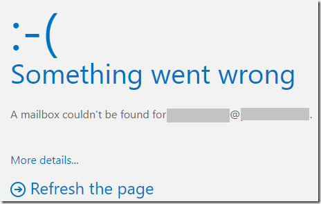 Outlook Online: Something went wrong